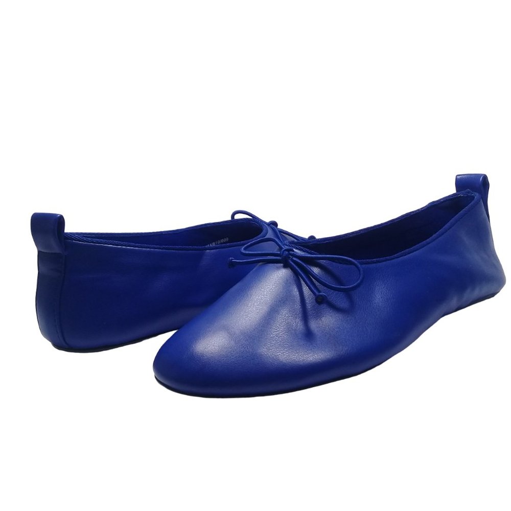 Zara Women's Royal Blue Ballerina Flats With Bow Size EU 35/USA 5